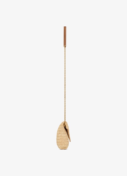 Saint Laurent Dames Cassandre crossbodytas van raffia met leer in de kleur Beige