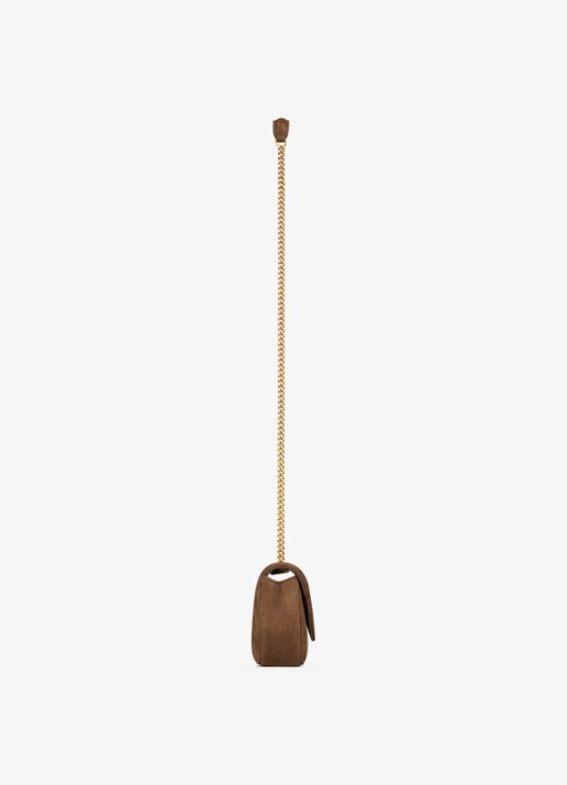 Saint Laurent Dames Loulou Mini crossbodytas van kalfssuède in de kleur Bruin