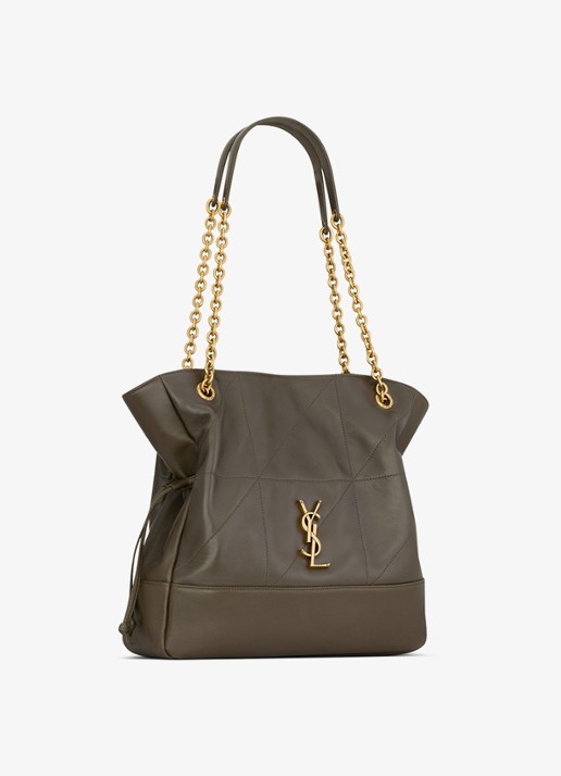 Saint Laurent Dames Jamie Small shopper van lamsleer in de kleur Donkergroen