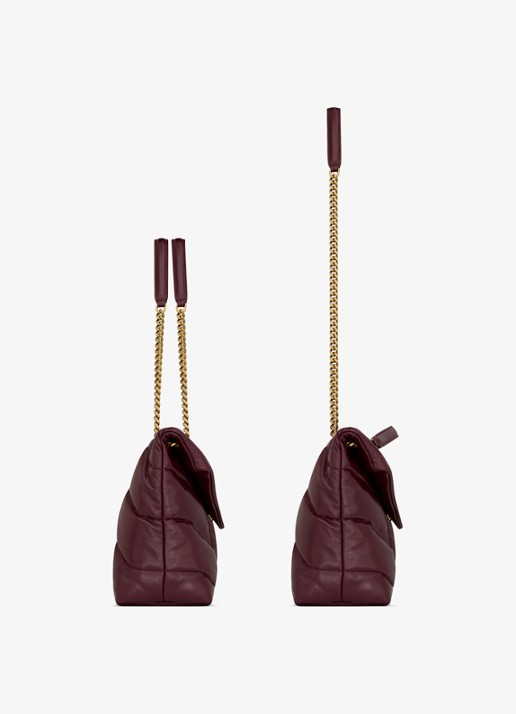 Saint Laurent Dames Puffer Medium schoudertas van kalfsleer in de kleur Bordeauxrood