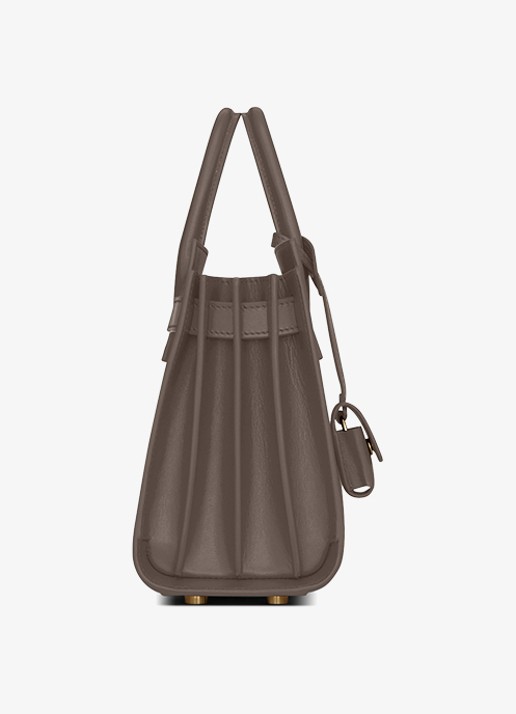 Saint Laurent Dames Sac De Jour Nano handtas van kalfsleer in de kleur Taupe