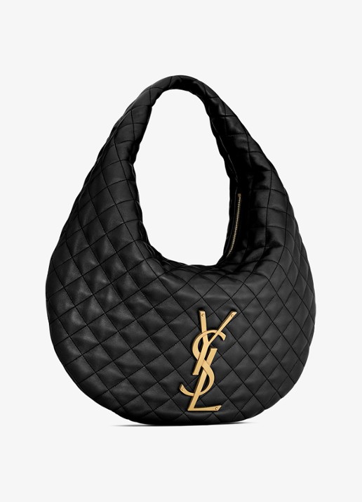 Saint Laurent Dames Icare Hobo schoudertas van lamsleer in de kleur Zwart