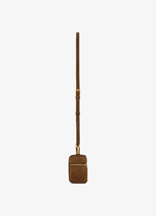 Saint Laurent Dames Gaby Vanity handtas van kalfssuède in de kleur Bruin