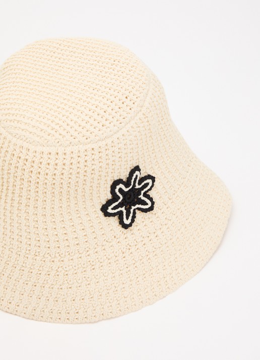Claudie Pierlot Dames Maiwen bucket hoed van crochet in de kleur Ivoor