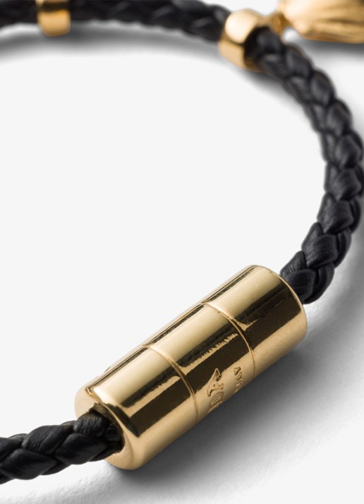 Prada Dames Armband van leer met bedels in de kleur Zwart