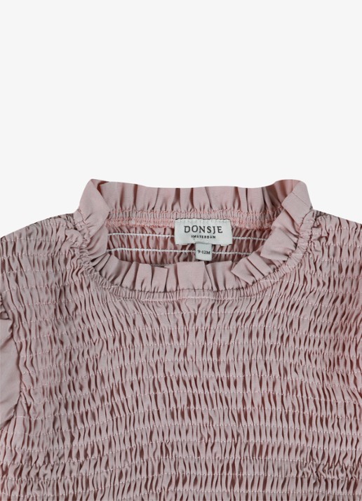 Donsje Amsterdam Eledor romper met smockwerk in de kleur Roze, maat: 24M-30M=92