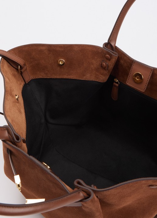 DeMellier Dames The New York Midi handtas van suéde in de kleur Bruin, maat: 1SZ