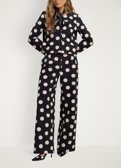 Studio Anneloes Dames Charlot jack met stippenprint in de kleur Donkerblauw, maat: S