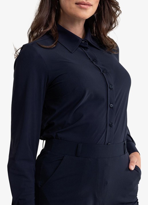 Studio Anneloes Dames Bobby blouse met ballonmouw in de kleur Donkerblauw, maat: M