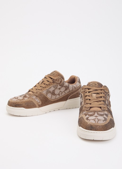Coach Dames Soho sneaker met logoprint en strass in de kleur Lichtbruin, maat: 39