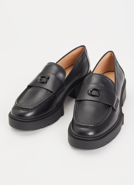 Coach Dames Leah loafer van leer met logo in de kleur Zwart, maat: 40
