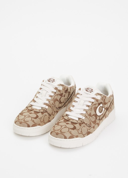 Coach Dames SoHo sneaker met logoprint en details van satijn in de kleur Gebroken wit, maat: 36