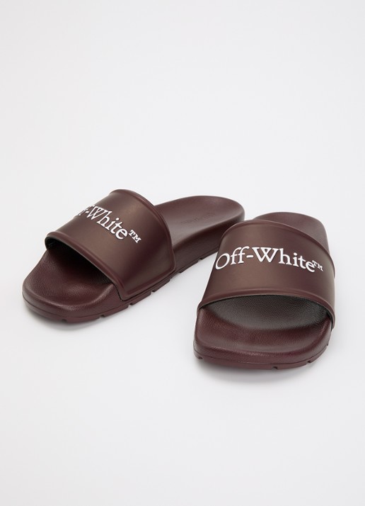 Off-White Dames Bookish slipper met logo in de kleur Bordeauxrood, maat: 40