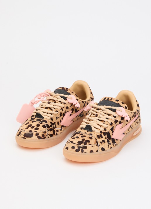 Off-White Dames End Of Play sneaker van leer met ponyhair in de kleur Camel, maat: 41