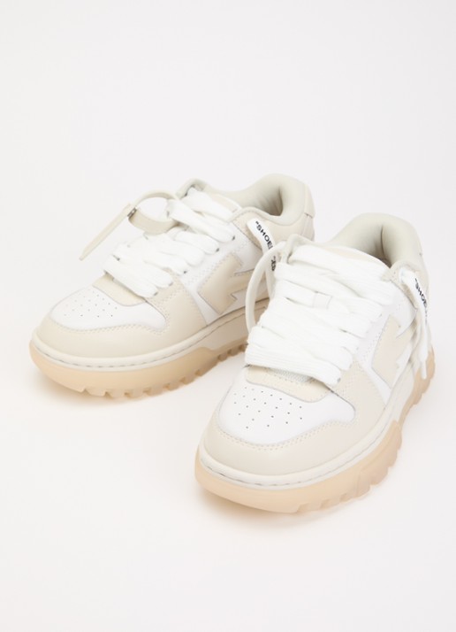 Off-White Dames Out Of Office sneaker van kalfsleer in de kleur Beige, maat: 41