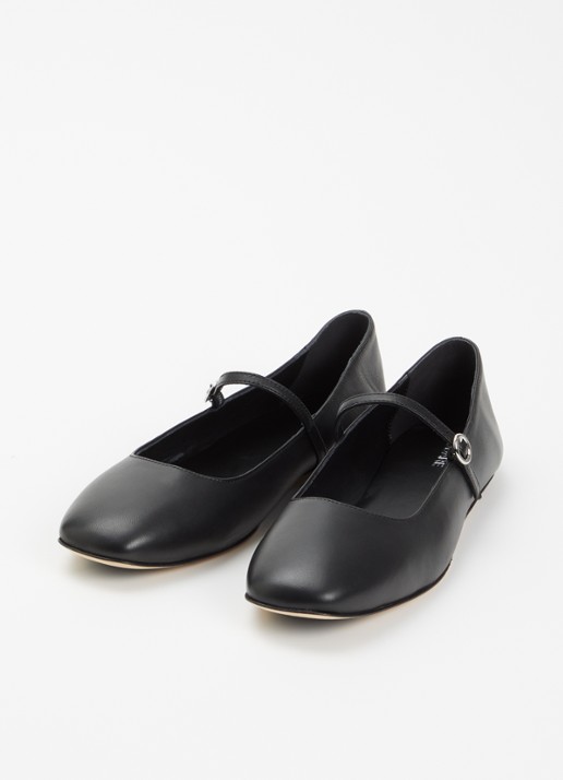 Odare Dames Pamplona ballerina van leer met gespdetail in de kleur Zwart, maat: 41