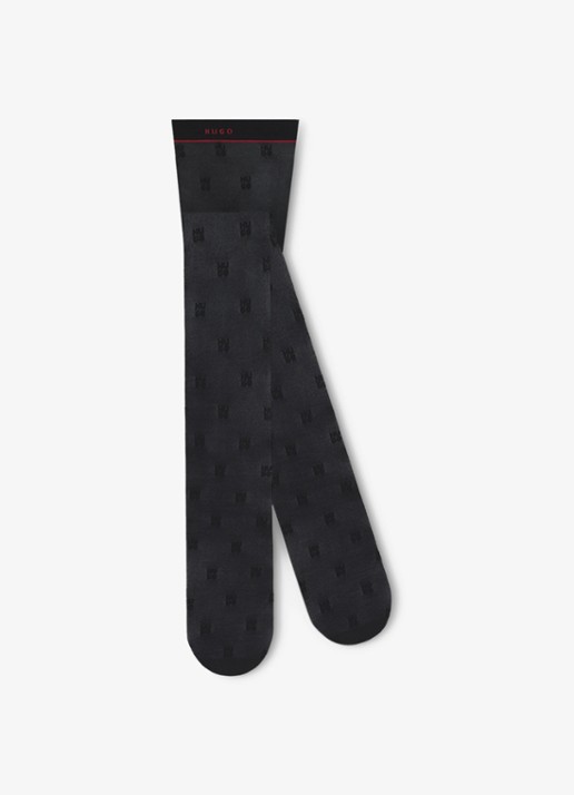 HUGO Dames Panty in 30 denier met logo in de kleur Zwart
