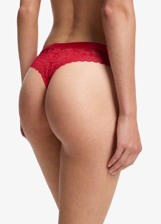 HUGO Dames String met kant in de kleur Rood