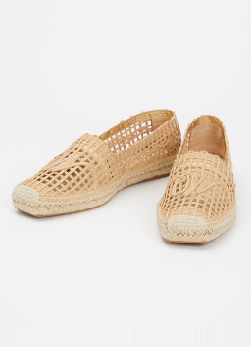 MaxMara Dames Espadrille met opengewerkt dessin in de kleur Camel