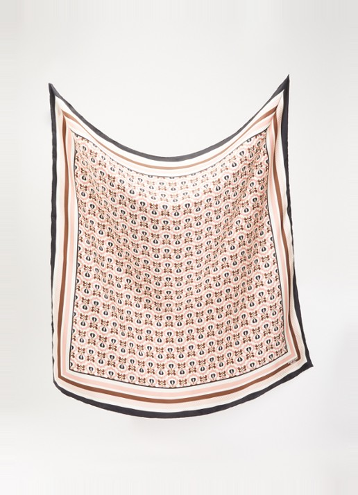MaxMara Dames Onesto sjaal van zijde met print 90 x 90 cm in de kleur Ivoor