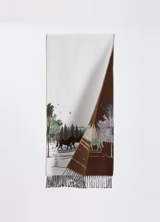 Max Mara Dames Wkabaffo sjaal in wolblend met print 185 x 45 cm in de kleur Gebroken wit