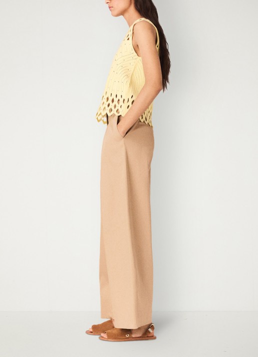 Maje Dames Top met opengewerkt detail en strass in de kleur Geel