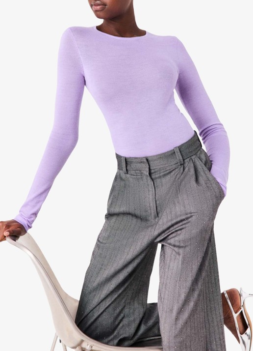 Maje Dames Fijngebreide pullover van mesh in de kleur Parma Violet / Paars
