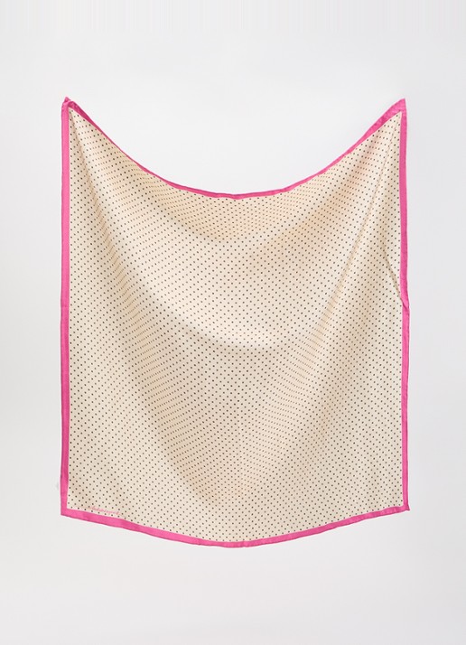 Becksöndergaard Dames Polkina Sia sjaal van zijde met stippenprint 65 x 65 cm in de kleur Creme, maat: 65x65
