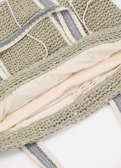 Becksöndergaard Dames Strawchet Pheobe strandtas van raffia in de kleur Blauwgrijs, maat: 62x40