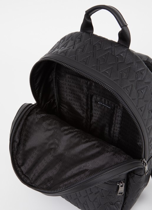 Armani Heren Rugzak met logoprint en 13 inch laptopvak in de kleur Zwart