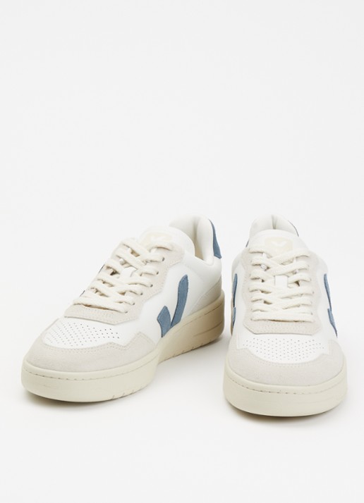 Veja Dames V-90 sneaker van leer met logo in de kleur Indigo, maat: 36