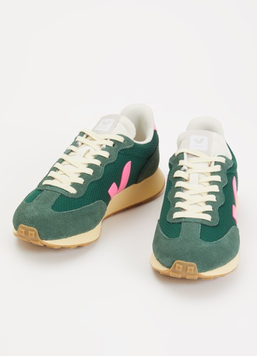 Veja Dames Rio Branco II sneaker met suède details in de kleur Groen, maat: 42