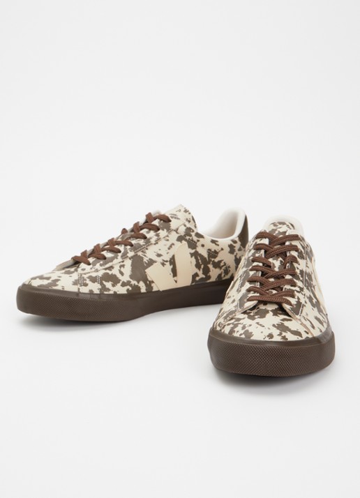 Veja Dames Campo sneaker van leer met dierenprint in de kleur Bruin, maat: 38