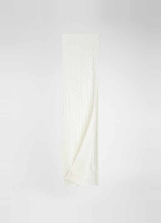 Ralph Lauren Dames Ribgebreide sjaal in kasjmierblend 183 x 27 cm in de kleur Creme, maat: ONE SIZE