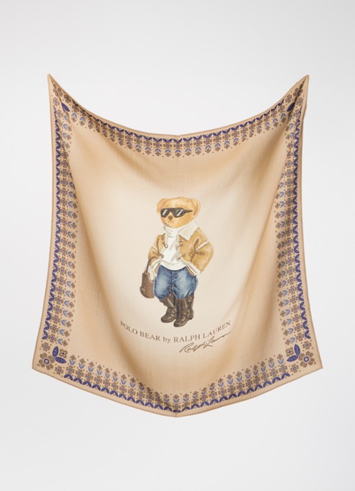 Ralph Lauren Dames Sjaal van wol met bloemenprint in de kleur Bruin, maat: ONE SIZE