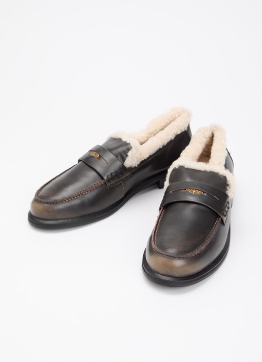 Toral Dames Noa Flo loafer van leer in de kleur Donkerbruin, maat: 41