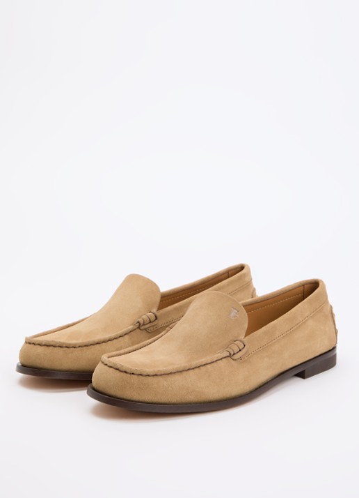 Tod's Dames Loafer van kalfssuède met studs in de kleur Camel, maat: 38