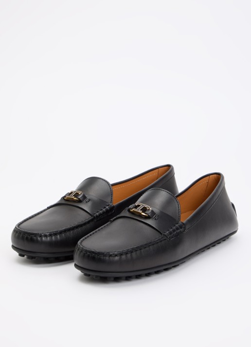 Tod's Dames Gomma mocassin van kalfsleer met logo in de kleur Zwart, maat: 37