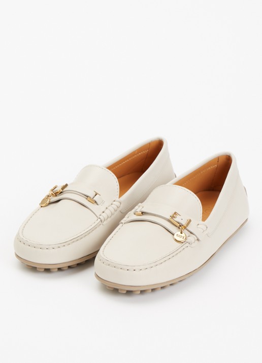 Tod's Dames City Gommino loafer van kalfsleer met gespdetail in de kleur Lichtgrijs, maat: 38