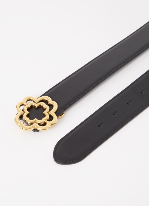 Maje Dames Riem van leer met logo in de kleur Zwart