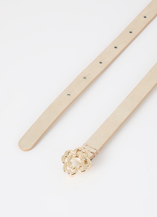 Maje Dames Riem van kalfsleer met metallic finish in de kleur Goud