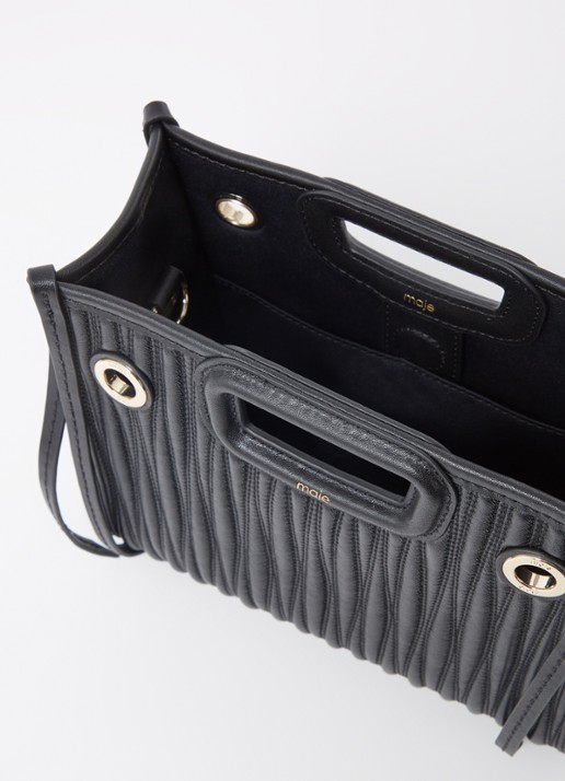 Maje Dames Handtas van leer met quilt patroon in de kleur Zwart