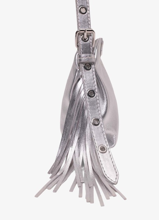 Maje Dames Miss M handtas van schapenleer met afneembare schouderriem in de kleur Zilver