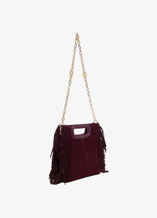 Maje Dames M crossbodytas van suède in de kleur Aubergine