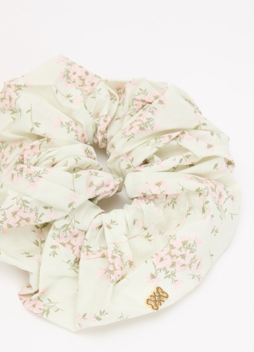 Sandro Dames Scrunchie met bloemenprint in de kleur Lichtgroen