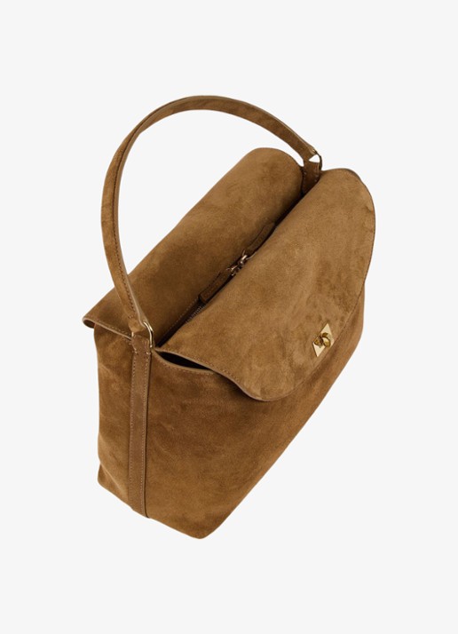 Sandro Dames Handtas van suède met verstelbare en afneembare schouderriem in de kleur Beige / Beige