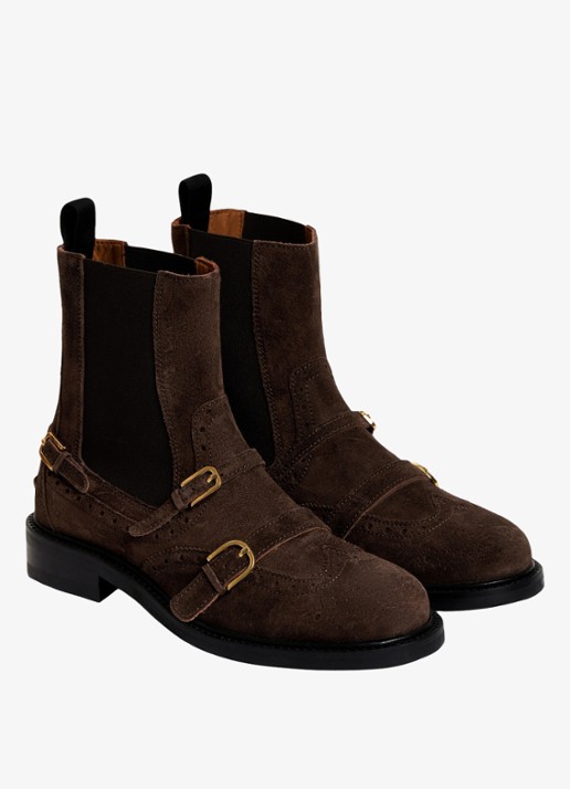 Sandro Dames Chelsea boot van leer in de kleur Bruin