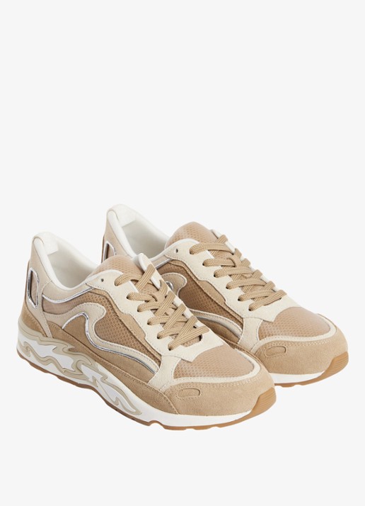Sandro Dames Sneaker met suède details in de kleur Beige / Beige