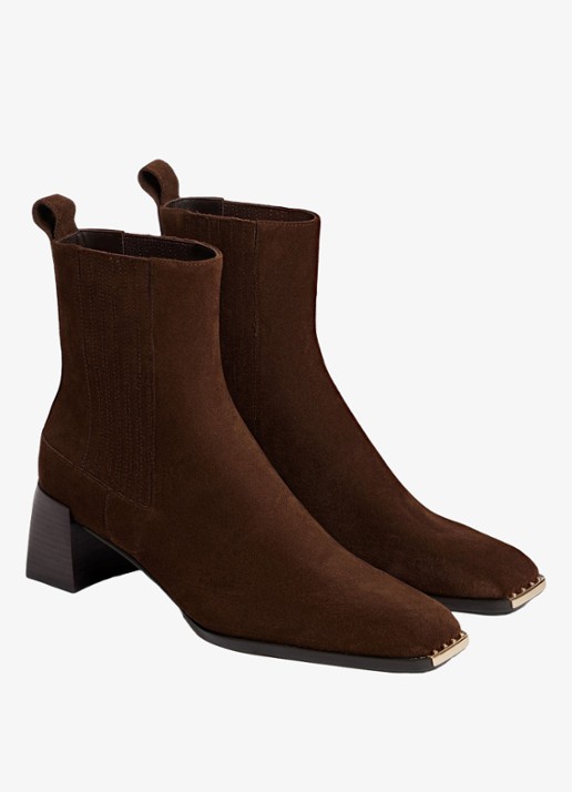 Sandro Dames Enkellaarsje van suède in de kleur Brown / Bruin
