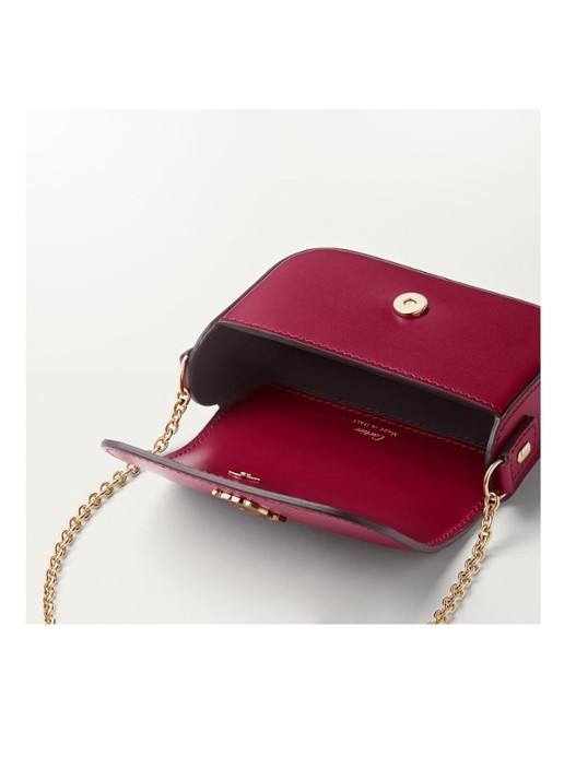 Cartier Dames Double C Micro Chain crossbodytas van kalfsleer CRL3002034 in de kleur Bordeauxrood
